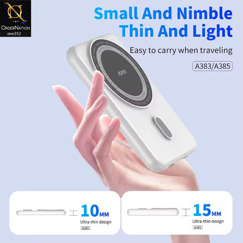 Aspor A385 10000 mAh 20W Magsafe PowerBank (Wireless: 15W & Type C: 20W) - Black