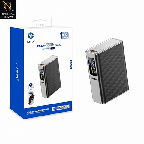 LITO POWER BANK (22.5W) Super Fast Charging 10000mah Power Bank - Black