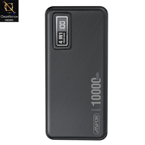 ASPOR A300 10000Mah Li-Polymer Battery 4 In1 Power Bank – Black