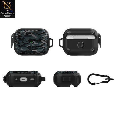 Apple Airpods Pro 2 Cover - Camouflage - New Hybrid Style Protective Case With Lock Camouflage Compatible with Apple Airpods Pro 2