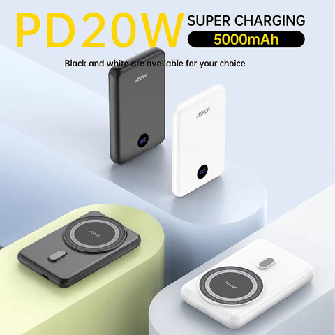 Aspor A385 10000 mAh 20W Magsafe PowerBank (Wireless: 15W & Type C: 20W) - Black