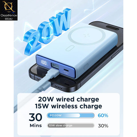 Joyroom JR-PBM01 20W 10000mAh Power Bank with Built-in Cable & Kickstand - Black