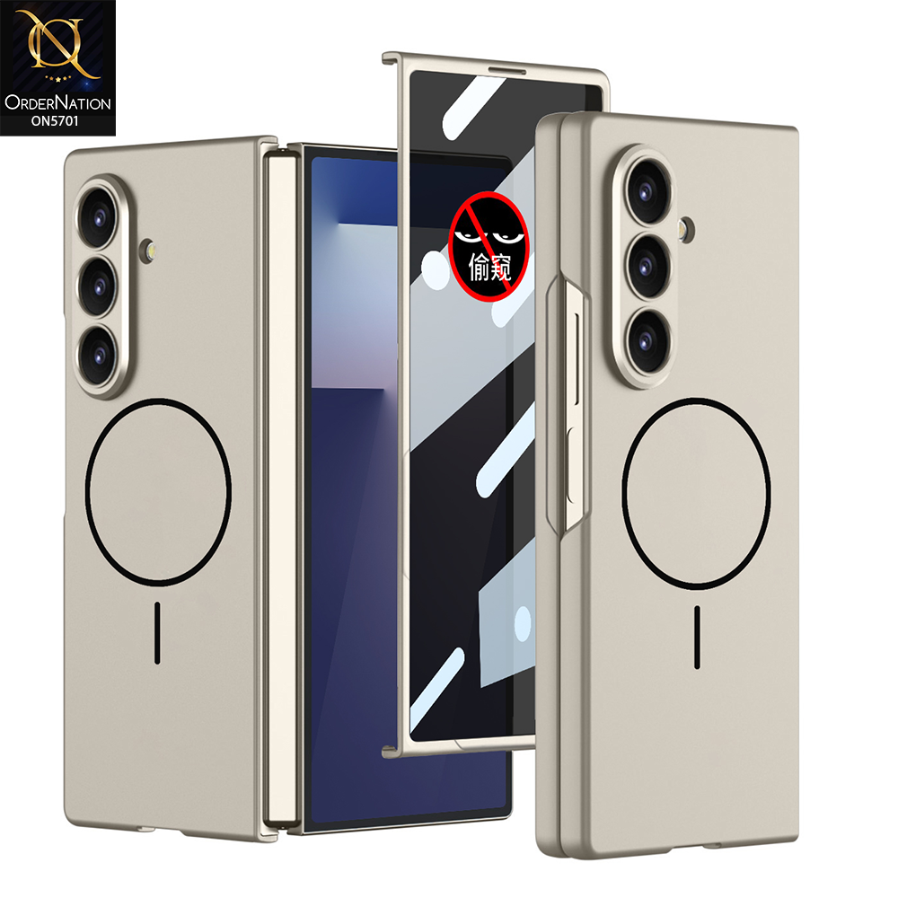 Samsung Galaxy Z Fold 7 Cover - Golden - New Premium Quality Pc Shell Case With Sepaarte Tempered Film Designed By GKK