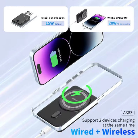 Aspor A385 10000 mAh 20W Magsafe PowerBank (Wireless: 15W & Type C: 20W) - Black