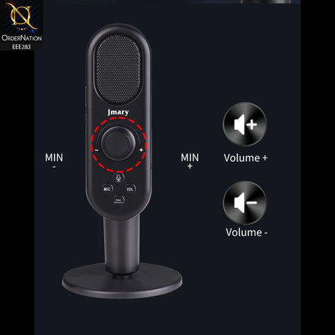 Jmary MC-PW7 Professional Usb Microphone For Podcasting, Gaming, Streaming, Recordings With Noise Reduction - Black