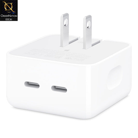 IOS Devices Charger 35W DUAL USB-C+C PORT POWER ADAPTER - White