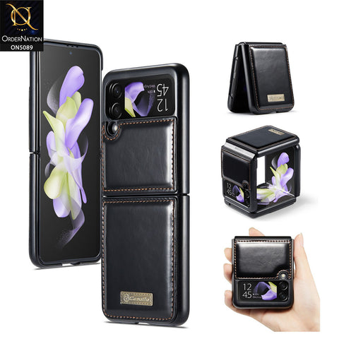 Samsung Galaxy Z Flip 3 5G Cover - Black - CaseMe Classic Leather Flip Book Card Slot Case
