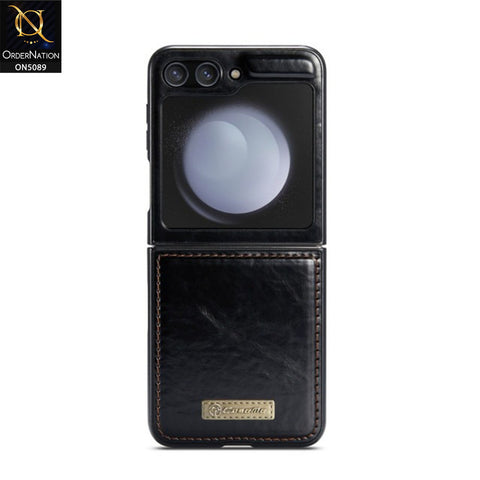 Samsung Galaxy Z Flip 5 5G Cover - Black - CaseMe Classic Leather Flip Book Card Slot Case