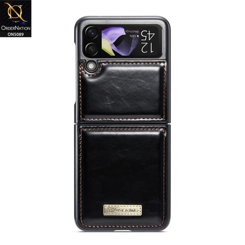 Samsung Galaxy Z Flip 4 5G Cover - Black - CaseMe Classic Leather Flip Book Card Slot Case