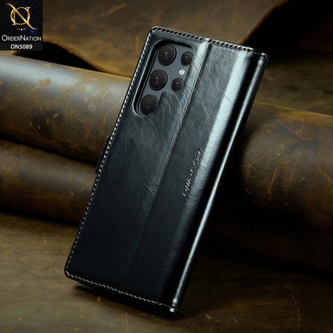 Samsung Galaxy Note 20 Ultra Cover - Black - CaseMe Classic Leather Flip Book Card Slot Case