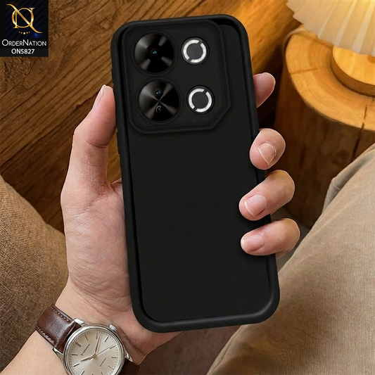 itel P65 - Black  - Black - Soft Silicone Case With Round Bumper Matte TPU Shockproof Cover