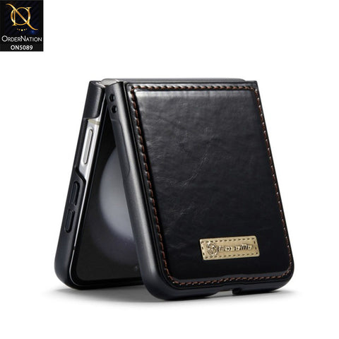 Samsung Galaxy Z Flip 5 5G Cover - Black - CaseMe Classic Leather Flip Book Card Slot Case
