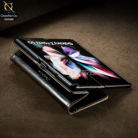 Samsung Galaxy Z Fold 5 5G Cover - Brown - CaseMe Classic Leather Flip Book Card Slot Case