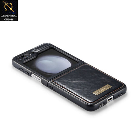 Samsung Galaxy Z Flip 5 5G Cover - Black - CaseMe Classic Leather Flip Book Card Slot Case
