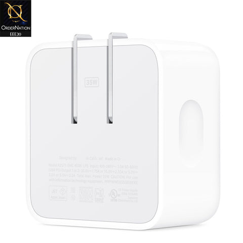IOS Devices Charger 35W DUAL USB-C+C PORT POWER ADAPTER - White