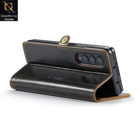 Samsung Galaxy Z Fold 4 5G Cover - Brown - CaseMe Classic Leather Flip Book Card Slot Case