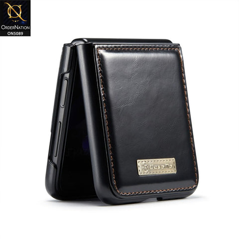 Samsung Galaxy Z Flip 4 5G Cover - Black - CaseMe Classic Leather Flip Book Card Slot Case