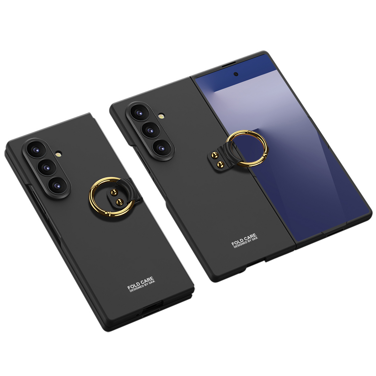 Samsung Galaxy Z Fold 7 Cover - Black - New Premium Quality Pc Shell Case With Ring Designed By GKK