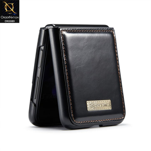 Samsung Galaxy Z Flip 3 5G Cover - Black - CaseMe Classic Leather Flip Book Card Slot Case