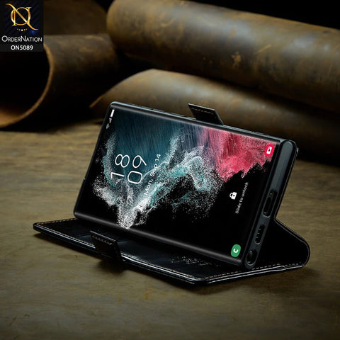 Samsung Galaxy Note 20 Ultra Cover - Black - CaseMe Classic Leather Flip Book Card Slot Case