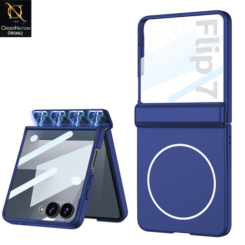 Samsung Galaxy Z Flip 7 Cover - Blue - New Premium Ultra Thin Pc WIth Contrast Color And Built-in MagSafe Designed By GKK