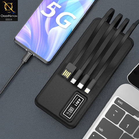 Aspor A301 4 in1 Power Bank 20000 MAH With LCD Digital Display - Black