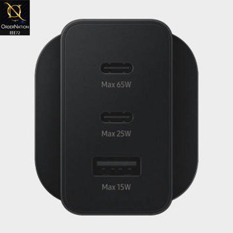 65W PD Power Adapter Trio 2 Type-C Ports and USB-A Port – Black