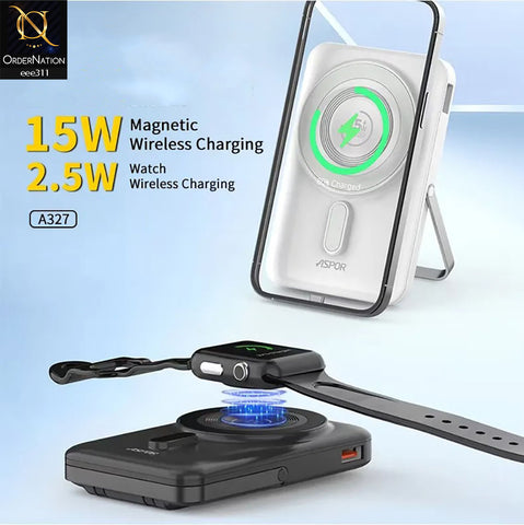 Aspor A327 10000mAh 22.5W Wireless Magnetic Power Bank - White
