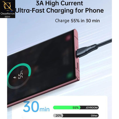 Joyroom S-UC027A11 Surpass Series 3A USB-A to Type-C Fast Charging 1.2M Data Cable - Black