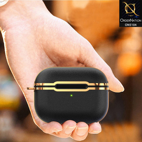 Apple Airpods 1 / 2 Cover - Black - New Electroplating Leather Texture Soft Protection Shell Case Compatible with Apple Airpods 1 / 2