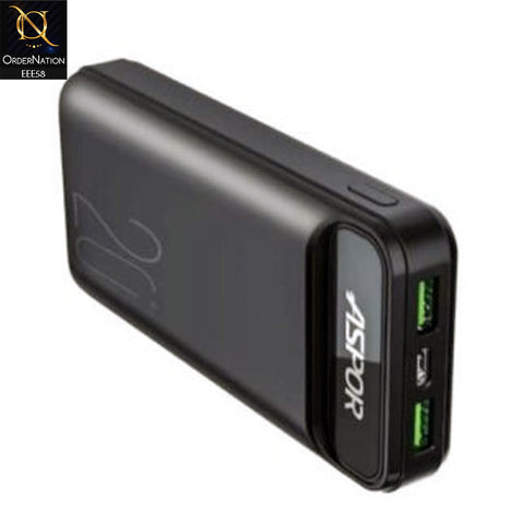 ASPOR A396 PD 20000mAh 22.5W Fast Charging Power Bank - Black