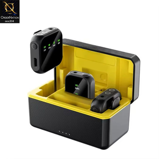 K50 Wireless Dual Collar Microphone Set with Noise Cancellation & Display Screen – 20M - Black