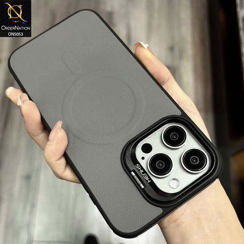 iPhone 15 Pro Max Cover - Gray - Henks Primo Series - Magsafe Leather Soft TPU Borders Case