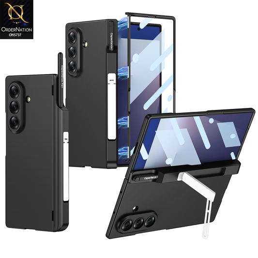 Samsung Galaxy Z Fold 7 Cover - Black - New Premium Quality Pc Slim  Shell Case With KickStand And Separate Bracket Flim Designed By GKK