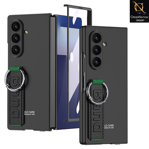 Samsung Galaxy Z Fold 7 Cover - Black - New Premium Quality Slim Flip Case With Strap And Ring For Holding Options Designed By GKK