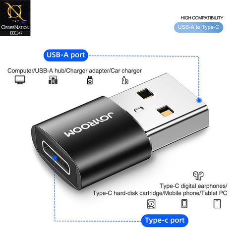 Joyroom S-H152 USB Male To Type-C Female Adapter 2Pcs - Black