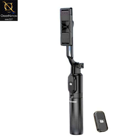 PLOKAMA LIVE-K5 3 in 1 Selfie Stick - Tripod Bluetooth LED with Mini Remote Wireless for Photos - Black
