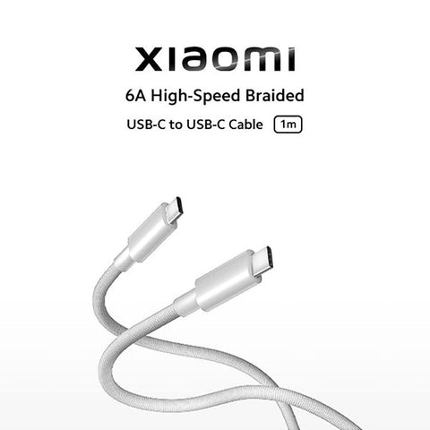 Xiaomi 6A Braided USB-C to USB-C Cable (1m) - White