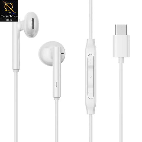 Joyroom JR-EC05 TYPE-C Series Half-In-Ear Wired Earphones – White