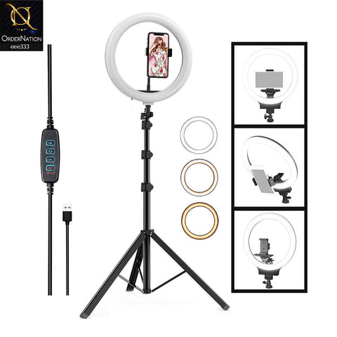 PK-330 RING LIGHT WITH 7F STAND - Black