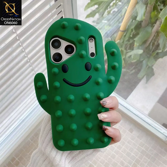 iPhone 17 Pro Max Cover - Green - Premium Cactus Silicone Cover Cute Textured Protective Case with Soft Grip Design