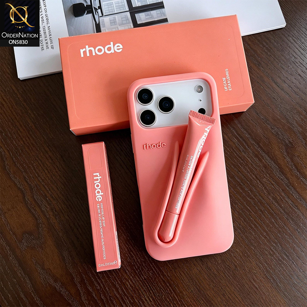 iPhone 17 Pro Max Cover  - Orange - Soft Silicon Case with Built-In Lip Balm Holder Simple, Stylish, and Protective Cover