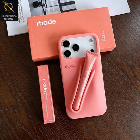 iPhone 17 Pro Max Cover  - Orange - Soft Silicon Case with Built-In Lip Balm Holder Simple, Stylish, and Protective Cover