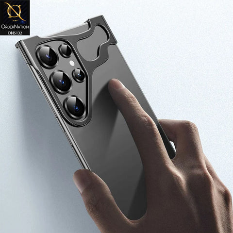 Samsung Galaxy S24 Ultra Cover - Gray - New Trendy Alloy Metal Minimalist Phone Case With Camera Protectors