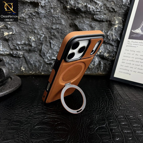 iPhone 17 Pro Max Cover - Blue -  Luxury Leather Case Supports Magsafe Wireless Charging, Kickstand Bracket Holder Soft Border Case