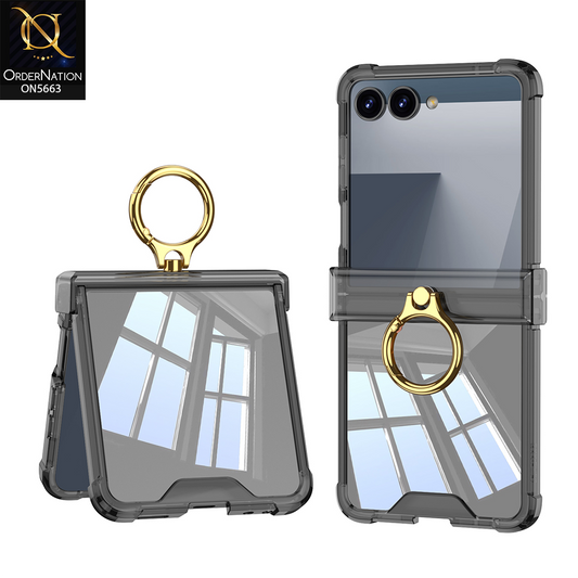 Samsung Galaxy Z Flip 7 Cover - Black - New Slim Magnet Phantom Back  Screen Glass Protector Case With Metal Ring Designed By GKK