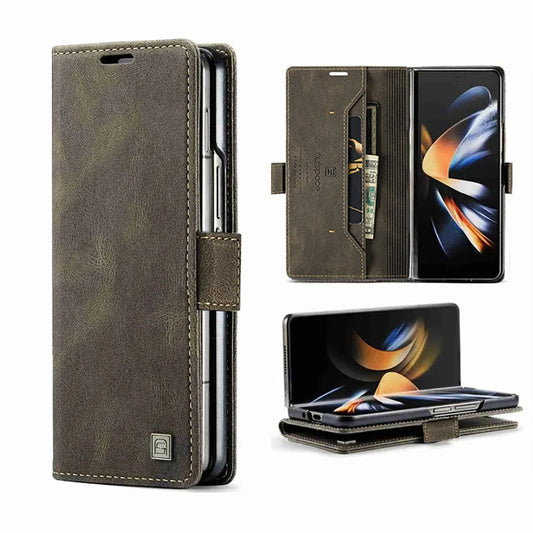 Samsung Galaxy Z Fold 6 5G Cover - Brown -  AutSpace Soft Slim Folio Flip PU Leather RFID Blocking Wallet Case with 2 Cards Slot