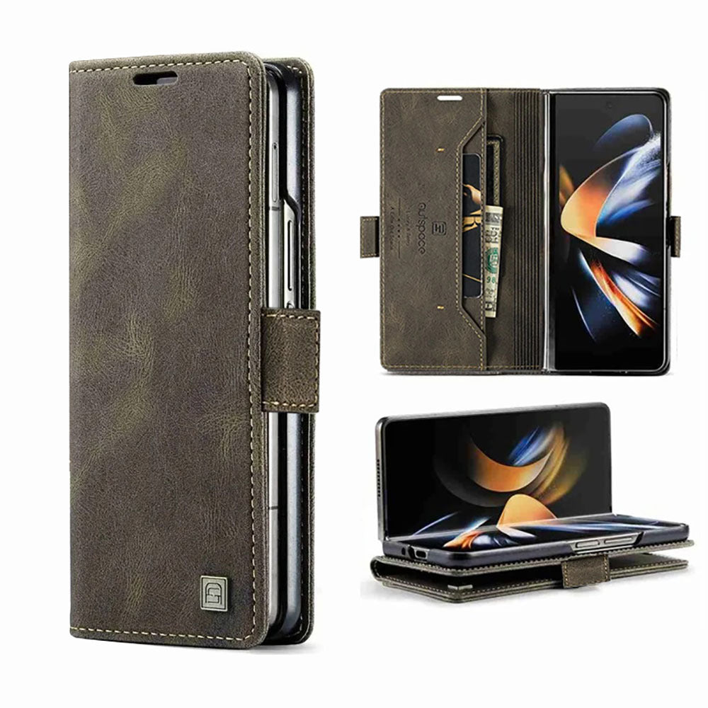 Samsung Galaxy Z Fold 7 Cover - Brown -  AutSpace Soft Slim Folio Flip PU Leather RFID Blocking Wallet Case with 2 Cards Slot
