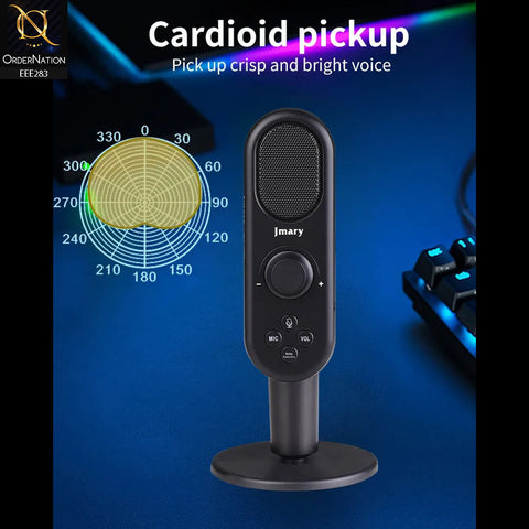 Jmary MC-PW7 Professional Usb Microphone For Podcasting, Gaming, Streaming, Recordings With Noise Reduction - Black