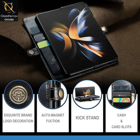 Samsung Galaxy Z Fold 5 5G Cover - Black - CaseMe Classic Leather Flip Book Card Slot Case